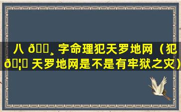 八 🕸 字命理犯天罗地网（犯 🦅 天罗地网是不是有牢狱之灾）